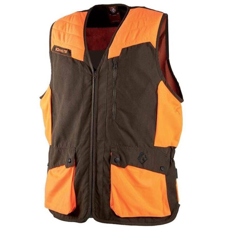 Gilet De Chasse Réversible Orange/Camo GUGULUZA - Multi-Poches, Gilet Sécurité Chasse Pêche Randonnée Camping Homme