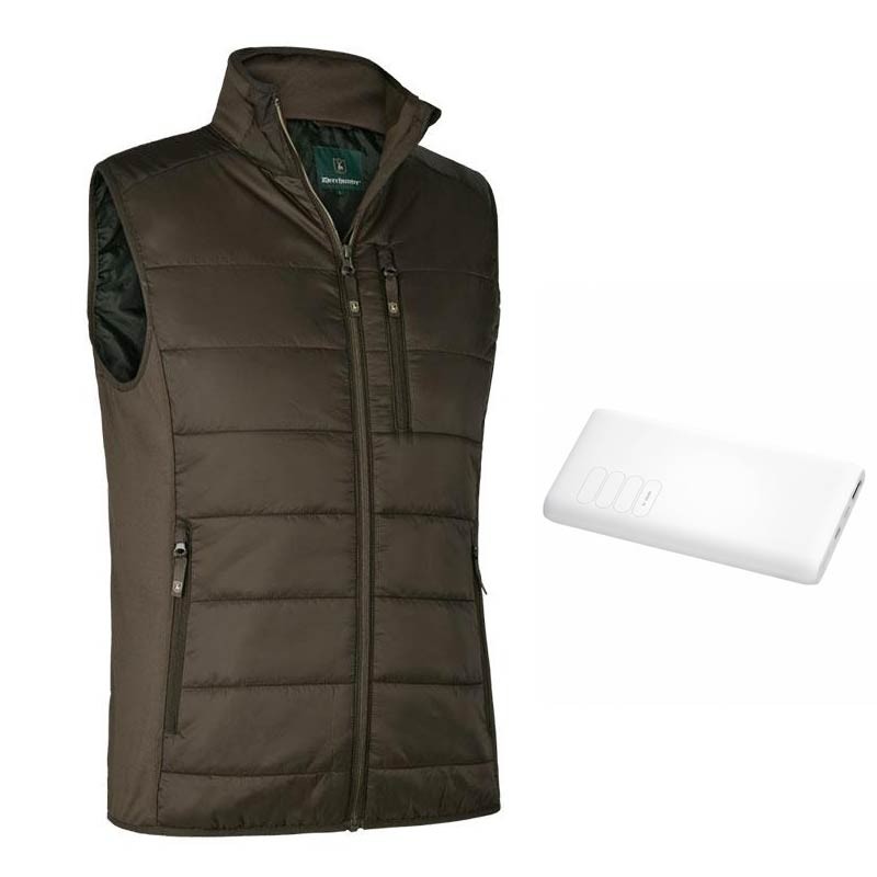 Pack Gilet Sans Manche Homme Deerhunter Heat Padded Waistcoat + Batterie -...
